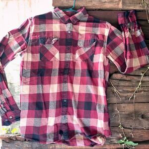 Checkered Plaid Cotton Button Down Tavern Grunge Flannel Mens XL Lumberjack